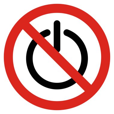 Beyaz arkaplanda güç düğmesi işareti yok. Güç uyarısı işareti. Güç simgesi vektörü yok