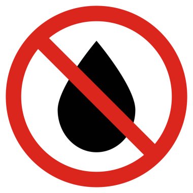 Su yasağı işareti. Beyaz arka planda su izi yok. Alkol işaretine izin verilmez. İçki ikonu yok. Vektör illüstrasyonu