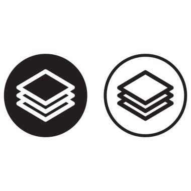 Beyaz arkaplanda izole edilmiş iki tarzda katman simgesi seti. Üç katman simgesi. Vektör illüstrasyonu