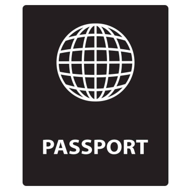 Pasaport simgesi beyaz arkaplanda izole edildi. Kimlik belgesi simgesi. Vektör illüstrasyonu