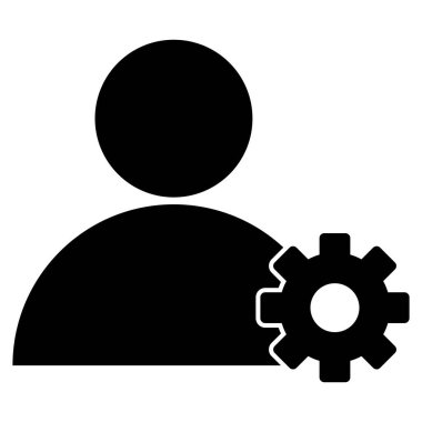 Profil ayarları simgesi beyaz arkaplanda izole edildi. Kullanıcı ayarları simgesi. Hesap vites simgesi vektörü