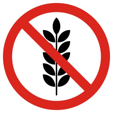 Beyaz arka planda hiç buğday işareti yok. Glütensiz sembol. Vektör illüstrasyonu