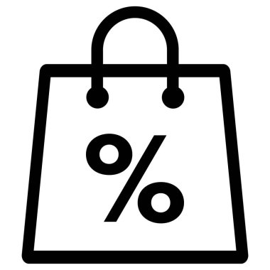 Beyaz arka planda yüzde ikonlu alışveriş torbası. İndirim sembolü simgesi. Vektör illüstrasyonu