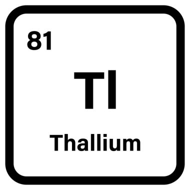 Talyum kimyasal element simgesi beyaz arkaplanda izole edildi. Talyum simgesi vektörü