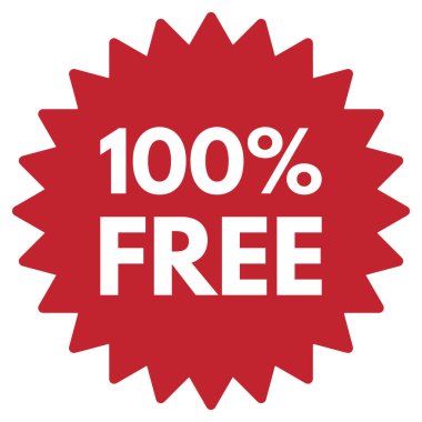 % 100 bedava çıkartma. % 100 ücretsiz etiket simgesi. Bedava promosyon sembolü. Vektör illüstrasyonu