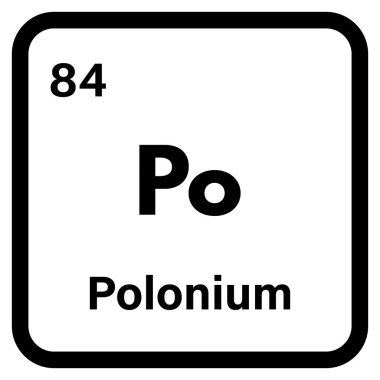 Beyaz arka planda izole edilmiş Polonyum kimyasal element ikonu. Polonyum simge vektörü