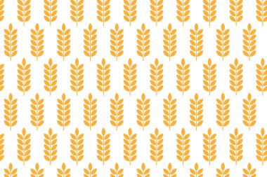 Beyaz arka planda buğday deseni. Buğday arka planı. Fırın duvar kağıdı. Vektör illüstrasyonu