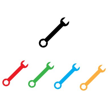 Beyaz arkaplanda beş renk izole edilmiş renkli anahtar simgesi seti. Vektör illüstrasyonu