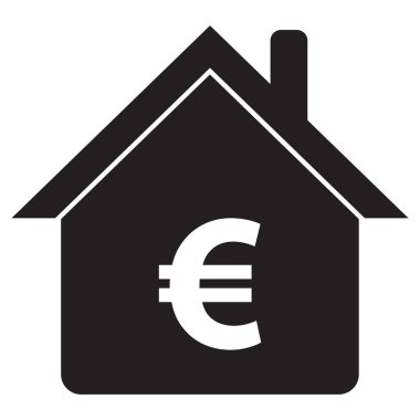 Avrupa ev simgesi beyaz arkaplanda izole edildi. Evle Avro Para Tabelası. Vektör illüstrasyonu