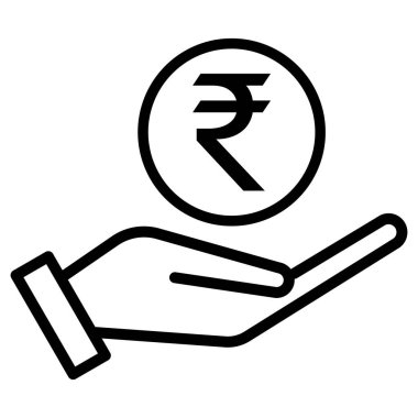 El simgesi üzerine rupee beyaz arkaplanda izole edildi. Rupi kaydet simgesi. El simgesi vektöründe Rupi madeni para