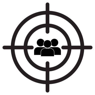 Hedef izleyici simgesi beyaz arkaplanda izole edildi. Grup odaklama simgesi. Grup sembollü hedef simgesi. Vektör illüstrasyonu
