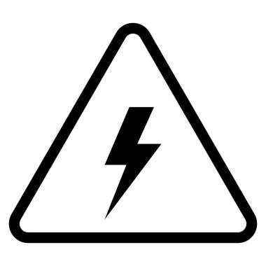 Elektriksel uyarı işareti. Elektrik şoku tehlike ikonu. Vektör illüstrasyonu