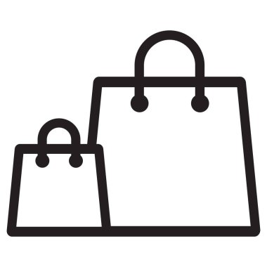 Alışveriş poşetleri simgesi beyaz arkaplanda izole edilmiş. Alışveriş ikonu. Vektör illüstrasyonu