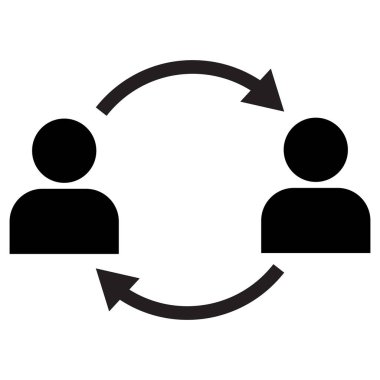 Kullanıcı bilgi takas simgesi. Etkileşim simgesi. Vektör illüstrasyonu