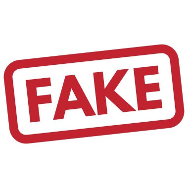 Beyaz arkaplanda sahte pul simgesi izole edildi. Kırmızı Sahte Pul etiketi simgesi. Vektör