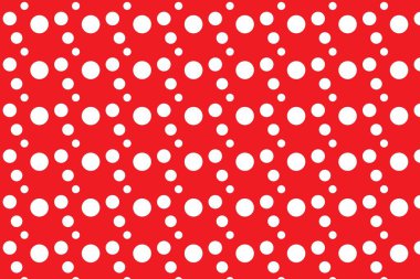 Kusursuz daireler. Kırmızı arkaplanda noktalar var. Soyut geometrik arkaplan. Vektör illüstrasyonu