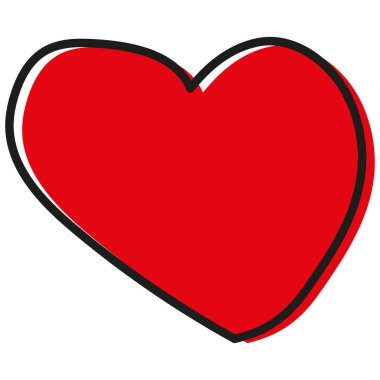 El çizimi kalp simgesi beyaz arkaplanda izole edilmiş. Kırmızı Kalp ikonu. Vektör illüstrasyonu