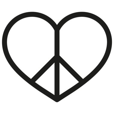 Kalp şeklindeki barış işareti beyaz arka planda izole edildi. Aşk barış sembolü. Vektör illüstrasyonu