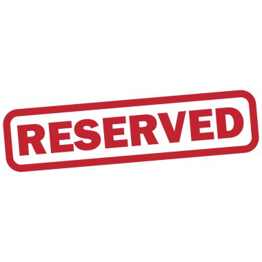 Beyaz arkaplanda ayrılmış pul simgesi. Kırmızı rezervasyonlu pul etiketi simgesi. Vektör illüstrasyonu