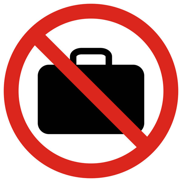 Нет знака сумки. Нет багажного знака. Не берите значок багажа. Векторная иллюстрация