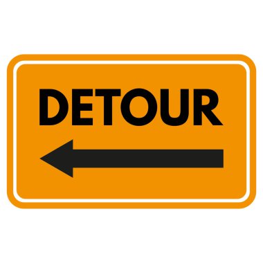 Soldaki ok işareti beyaz arkaplanda izole edildi. Turuncu sapma işareti. Vektör illüstrasyonu