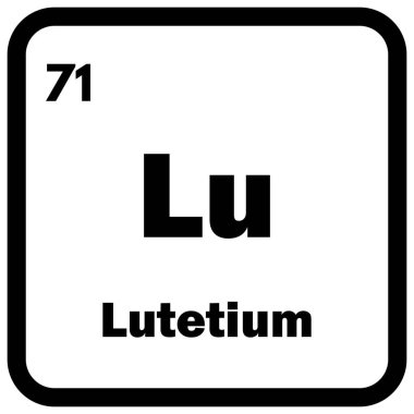 Lutetium kimyasal element simgesi beyaz arkaplanda izole edildi. Lutetium simgesi. Vektör