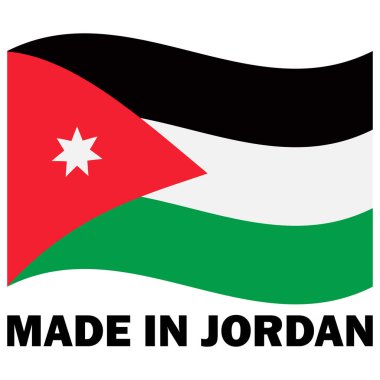 Ürdün damgalı, bayrak sallayan bir rozet ikonu. Jordan ürün etiketi simgesi. Vektör illüstrasyonu