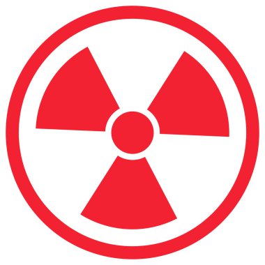 Kırmızı nükleer uyarı işareti. Radyasyon tehlikesi uyarısı. Vektör illüstrasyonu