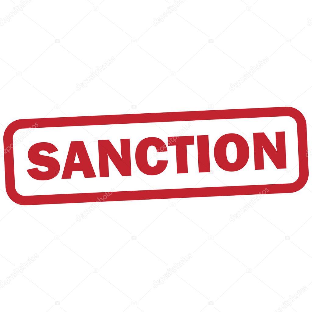 Sanction stamp icon isolated on white background . Red sanction stamp label icon . Vector