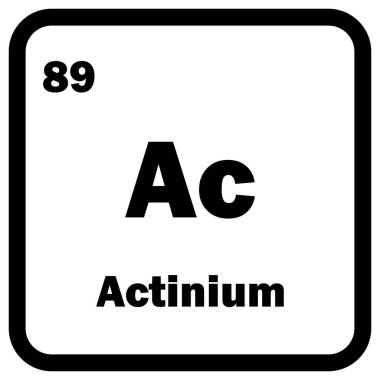 Beyaz arka planda izole edilmiş aktinyum kimyasal element simgesi. Aktinyum simgesi vektörü
