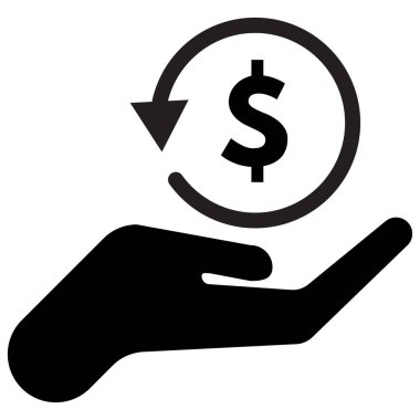 Para nakit para ikonu. Para iade simgesi. Nakit levhası. Vektör illüstrasyonu