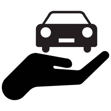 Beyaz arka planda izole edilmiş bir araba. Araba bakımı ikonu. Vektör illüstrasyonu