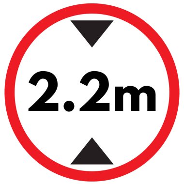 Maksimum yükseklik sınırı 2.2 metre işareti. 2 metre yükseklik sınırlama levhası. Vektör