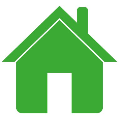 Beyaz arkaplanda yeşil ev simgesi izole edildi. Eko ev ikonu. Vektör illüstrasyonu