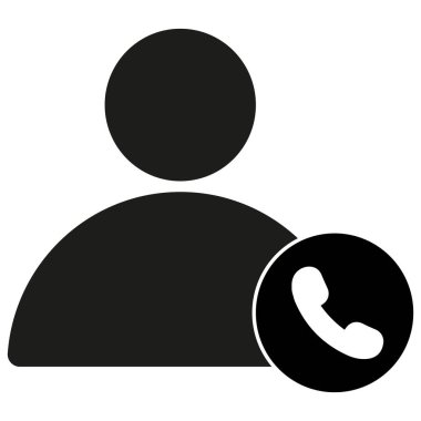 Müşteri destek ikonu. Çağrı simgesi olan kullanıcı. Bizimle kontak kur. Vektör illüstrasyonu