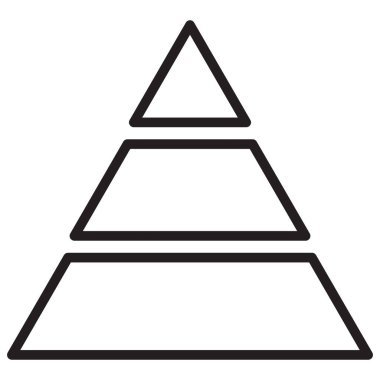 Beyaz arkaplanda izole edilmiş çizgi biçiminde piramit simgesi. Piramit grafik simgesi. Vektör illüstrasyonu