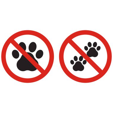 Evcil hayvan setine izin yok. Hayvanlar yasaklama işareti. Köpek işareti yok. Vektör illüstrasyonu