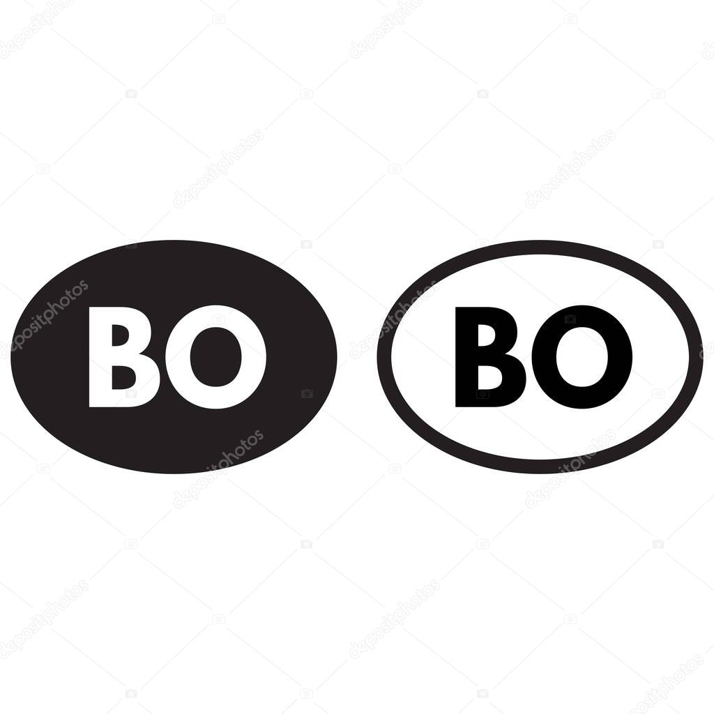 Bolivia country code icon set . Bolivia domain name icon . Bolivia abbreviation symbol . Vector