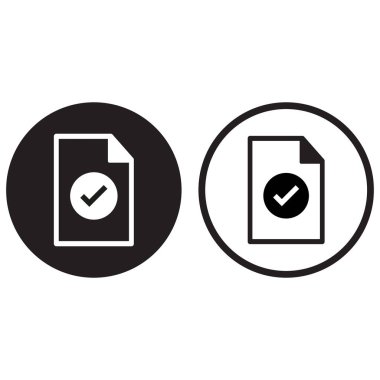 Onaylanmış belge simgesi iki şekilde ayarlandı. Onaylanmış dosya sembolü. Doğrulanmış belge simgesi. Vektör illüstrasyonu