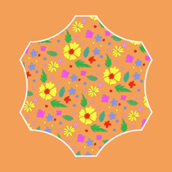 Classic Pattern Geometric Patterns Floral Print Vector Elements Bright Colors — Vetor de Stock