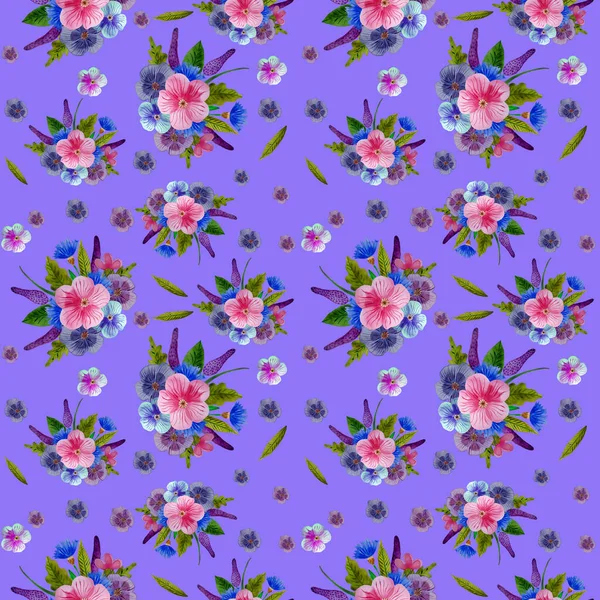 Watercolor Floral Seamless Pattern Suitable Design Graphic Works Textiles Packaging — Stock Photo, Image