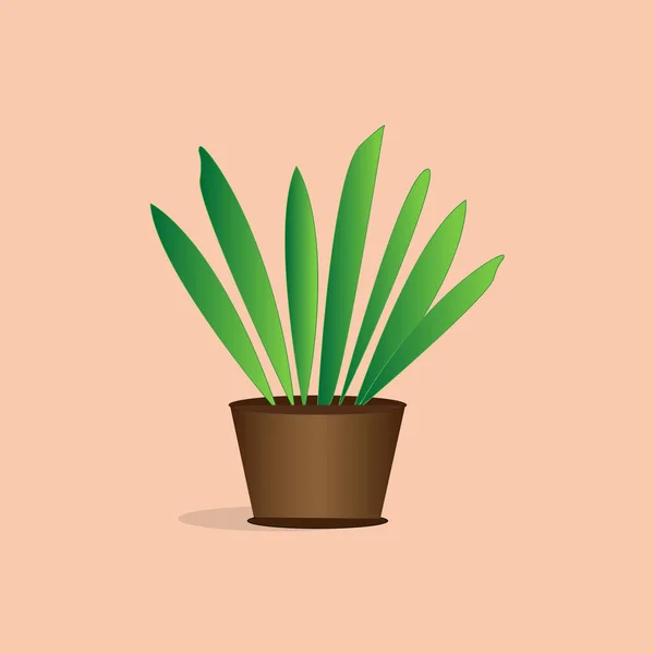 Plante Maison Dans Pot Image Vectorielle Simple Mignon — Image vectorielle