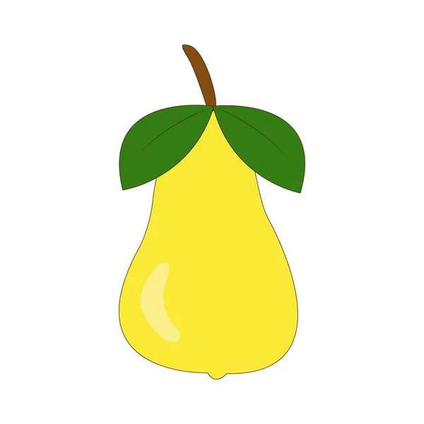 Juicy Yellow Pear Vector Illustration Icon Isolated White Background Summer — Stock Vector
