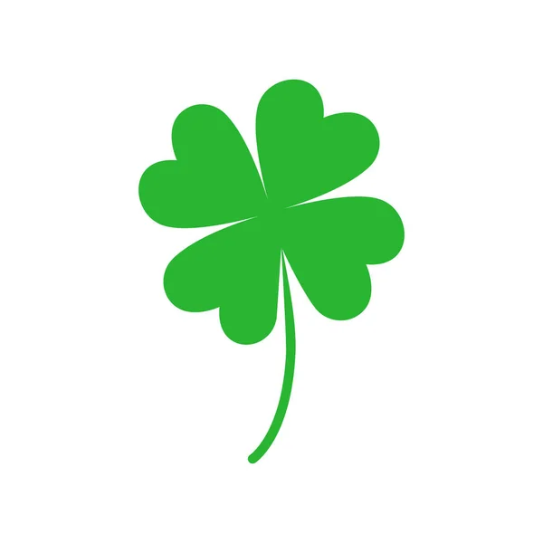 Vektorbild Eines Vierblättrigen Kleeblatts Für Viel Glück Grünes Blatt Einzelnes — Stockvektor