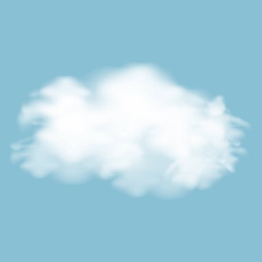 Mavi Gökyüzü Arkaplanındaki Yumuşak Beyaz Bulut Gerçekçi Vektör İllüstrasyonu