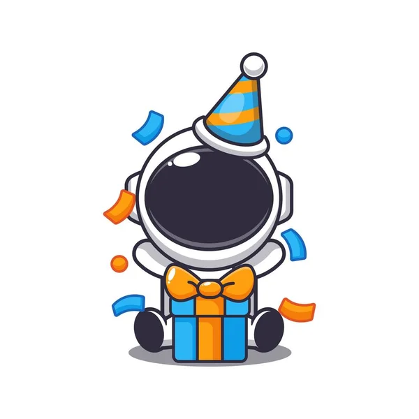 Cute Astronaut Birthday Party Cartoon Vector Illustration Vector Cartoon Illustration — Archivo Imágenes Vectoriales