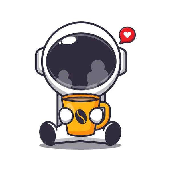 Cute astronaut with hot coffee cartoon vector illustration. Vector cartoon Illustration suitable for poster, brochure, web, mascot, sticker, logo and icon.