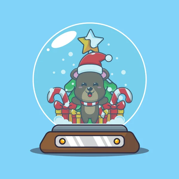 Cute Bear Snow Globe Cute Christmas Cartoon Character Illustration Vector — Stockový vektor