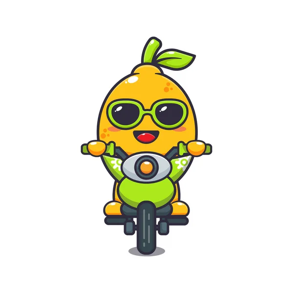 Limão Fresco Com Óculos Sol Andando Moto Dia Verão — Vetor de Stock