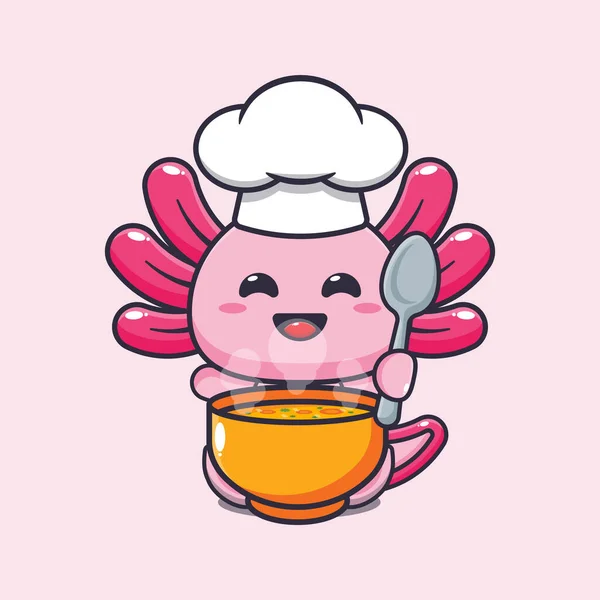 Cute Chef Soup Cartoon Vector Illustration — ストックベクタ